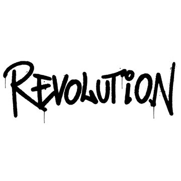 graffiti revolution word sprayed isolated on white background. vector illustration.