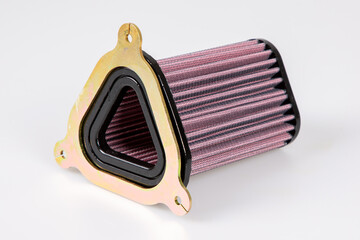 Engine air filter for motorcycle stage one or car isolated on white background