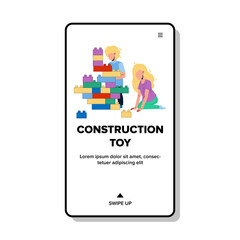 Construction Toy Blocks Playing Children Vector Illustration