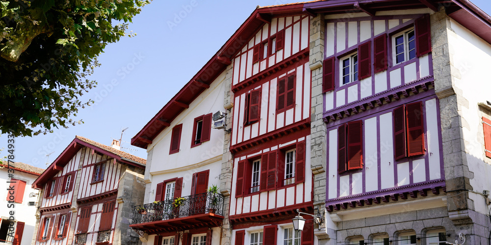 Wall mural Typical Basque house in Bayonne Bask Country France