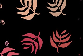 Obraz premium Dark Red, Yellow vector doodle texture with leaves.