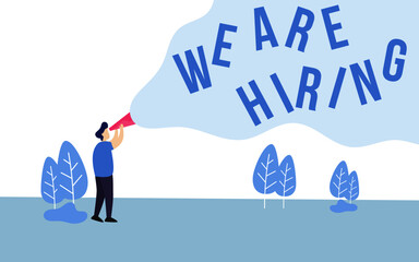 illustration of vacancy with we are hiring word
