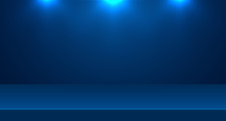 Blue empty room studio used for background and display of content design. banner for advertise product on website. Illustration design.