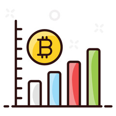 
Bitcoin growth chart in modern flat icon design 
