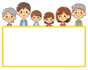 三世代家族　上半身　フレーム素材