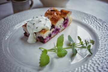 Cherry pie. Schiacciata Florentine focaccia with grapes.