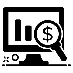 
Business analysis vector, dollar under magnifier 
