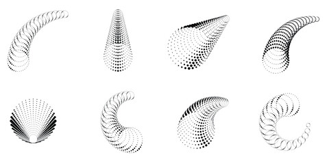 Halftone dots in tunnel form. round logo . vector dotted frame pipe . tube design element