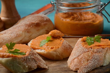 Squash puree (squash caviar) in a glass jar .Homemade caviar of vegetables 