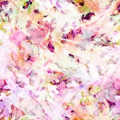 Fototapeta na wymiar Watercolor background. Colorful confetti, autumn leaves, bubbles. Beautiful abstract background. round abstract spot. For fabric, cover, packaging, material, wallpaper, scarf. Watercolor splash