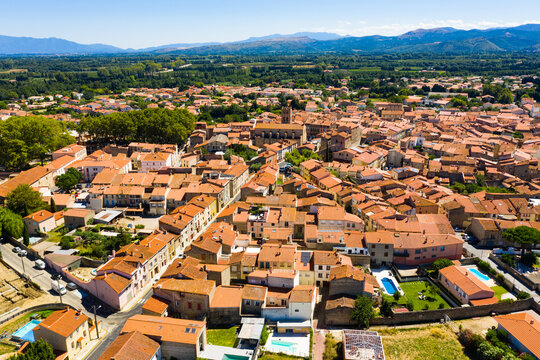 Panoramic view from above on the picturesque city Millas. France