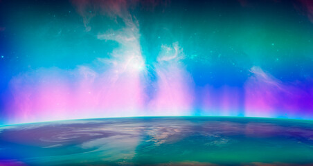 Northern lights aurora borealis over planet Earth "Elements of this image furnished by NASA"