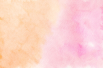 Hand painted soft orange and pink watercolor background.