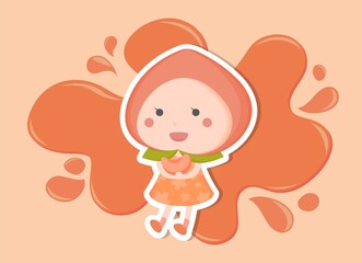 Orange and pink peach girls and orange pink splash water