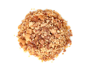 Fried ground peanuts isolated on white background