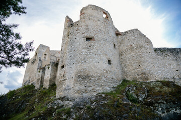 Fototapeta na wymiar Ruins of gothic castle Rabi in National Park Sumava, Rabi, Czech Republic