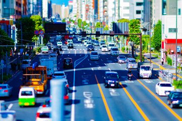 A miniature traffic street at the downtown in Tokyo tiltshift