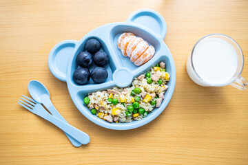 A plate of nutritional meals for children on the table