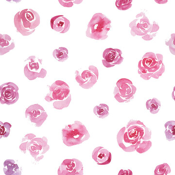 Seamless pattern watercolor hand-painted minimalism roses. design for textiles, interior, clothes, wallpaper.