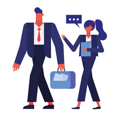 Businessman and businesswoman with bubble vector design