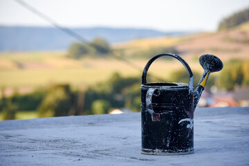 View of watering can for plants on the roof of a house © Camilo Concha