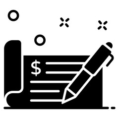 
Cash cheque writing, vector of bank receipt in editable style 
