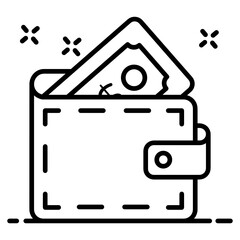 
An editable icon design of cash wallet, billfold wallet 
