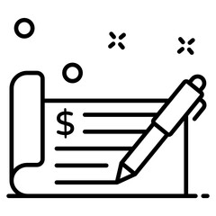 
Cash cheque writing, vector of bank receipt in editable style 
