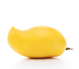 Yellow Thai mango with reflection isolated on white background