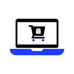  Online Shopping Cart Laptop Icon Vector