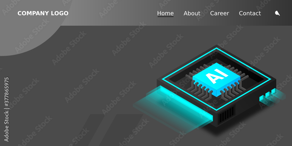 Poster artificial intelligence, ai web banner, isometric cloud computing concept, data mining, isometric, n