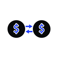 Dollar transfer Mobile Vector Icon.