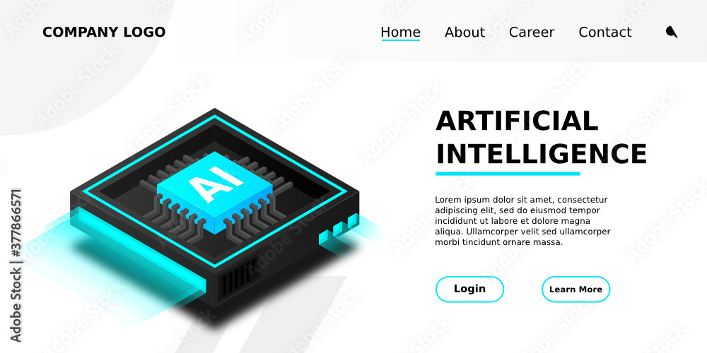 Poster artificial intelligence, ai web banner, isometric cloud computing concept, data mining, isometric, n