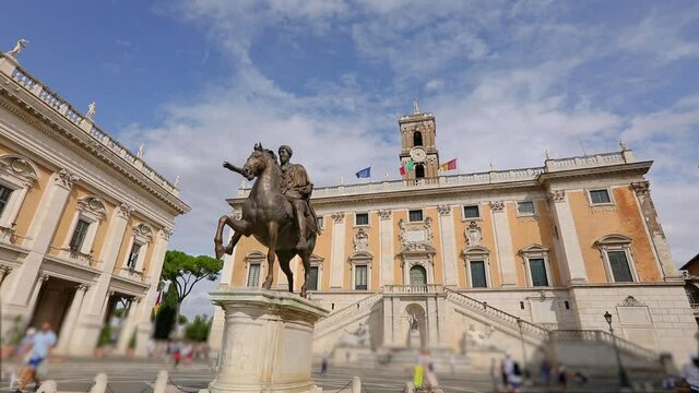 Statue of Marcus Aurelius in front of the Senatorial Palace Rome, Italy
