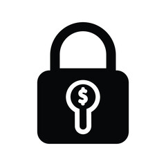 Padlock and dollar symbol. Finance, security, safety, protection, privacy concept