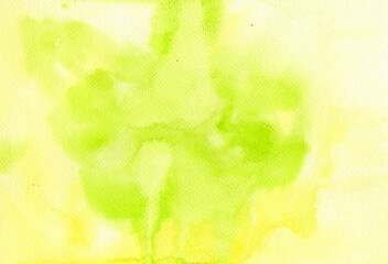 Abstract background, yellow and green watercolor on paper texture