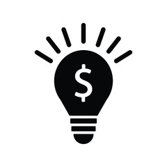 Dollar coin in light bulb icon flat design