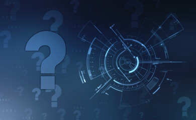2d illustration question mark,Cyber Technology Background,Concept of thinking