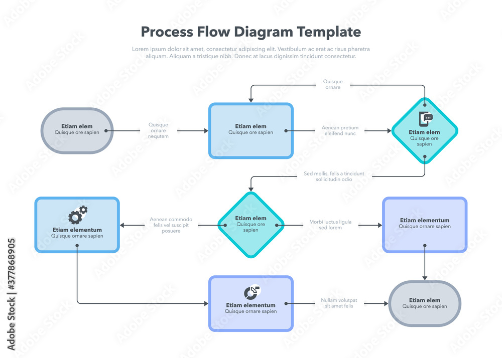 Poster Modern infographic for process flow diagram. Flat design, easy to use for your website or presentation.
