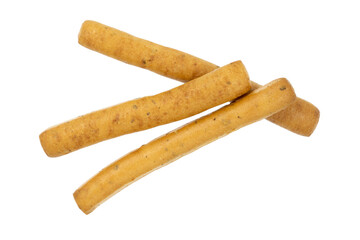 Bread sticks grissini isolated on white background.