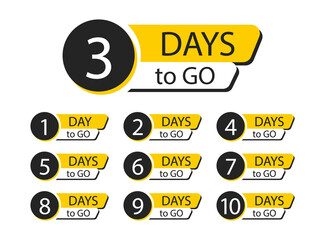 Countdown left days. Days to go. Signs for promotion, advertising and sale.