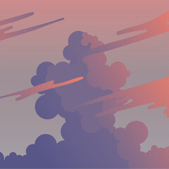 clouds on purple and pink sky vector design