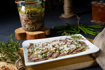 Delicious cold beef with vinaigrette