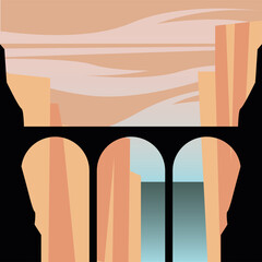 bridge silhouette in front of mountains vector design