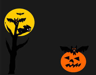 halloween background with pumpkin and bats