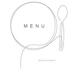 Menu restaurant background plate and spoon. Vector illustration