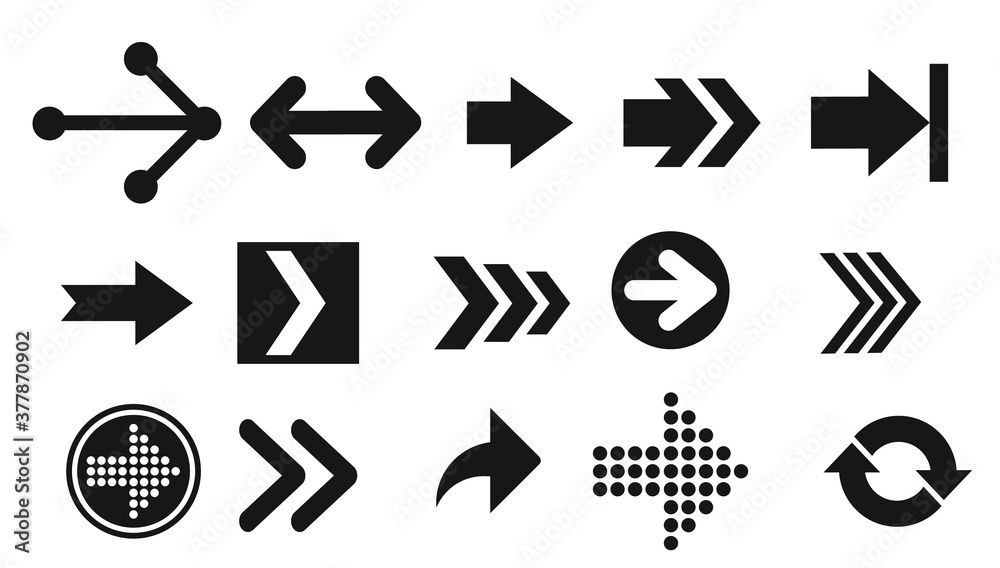 Poster arrows vector collection black. Different black Arrows icons,vector set. Abstract elements for business infographic. Up and down trend.