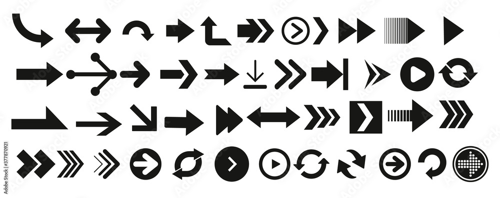 Aufkleber arrows vector collection black. different black arrows icons,vector set. abstract elements for busin