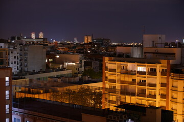 Fototapeta premium Panoramic view of Barcelona at night. Catalonia,Spain