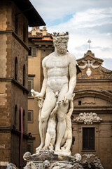 Fototapeta premium Fountain of Neptune (Roman deity), by Bartolomeo Ammannati 1560-1565, Piazza della Signoria, Florence, UNESCO world heritage site,Tuscany, Italy, Europe